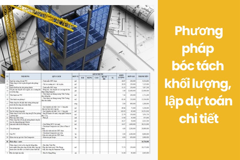Cách tính chi phí xây nhà trọn gói bằng phương pháp bóc tách khối lượng