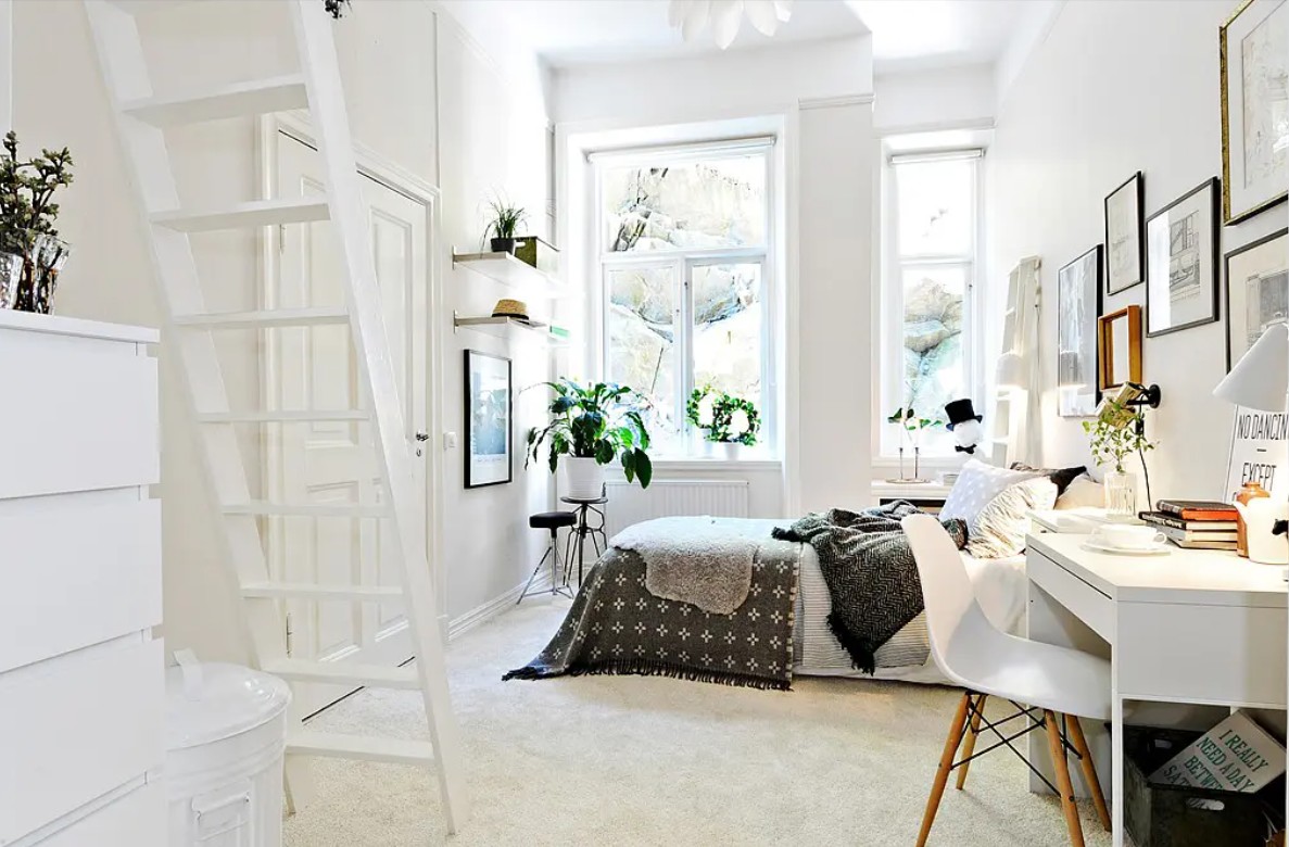 Mẫu thiết kế căn hộ phong cách Scandinavian tối ưu diện tích nhỏ, sử dụng màu sắc sáng, vật liệu tự nhiên và nội thất thông minh để tối ưu diện tích, tạo cảm giác thoáng đãng.