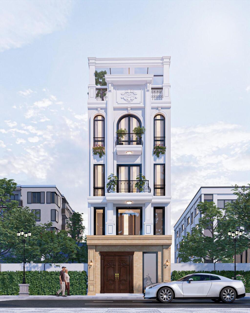 Mẫu thiết kế nhà phố mặt tiền 5m phong cách sang trọng, đẳng cấp.