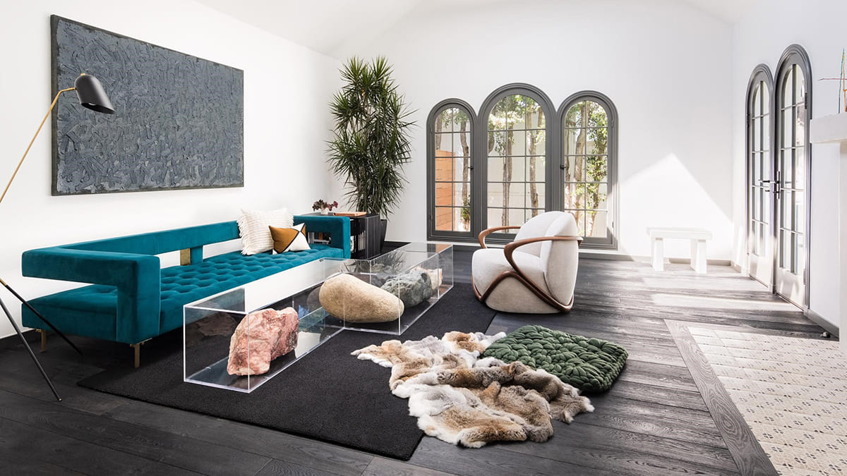 Thiết kế nội thất cho ngôi nhà phong cách đương đại với gam màu xanh-xám-trắng.