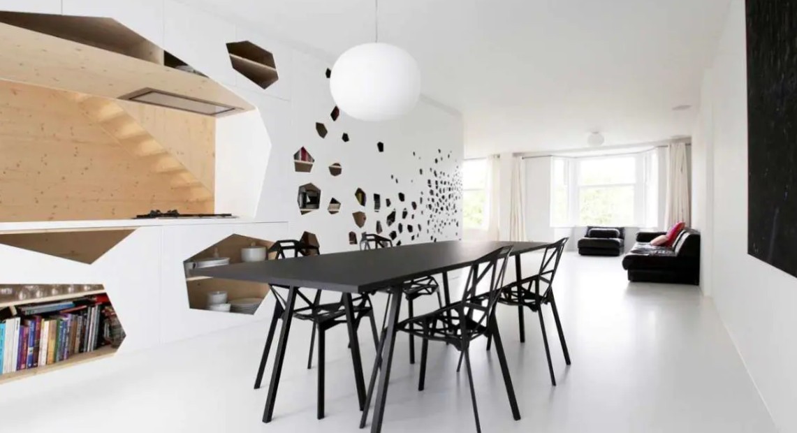 Thiết kế nội thất không gian sống theo phong cách tối giản, màu sắc trung tính kết hợp cùng đường nét gọn gàng, mỗi góc nhỏ đều toát lên sự hiện đại và sang trọng.